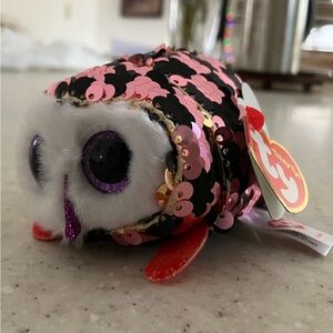 NWT Teeny Ty Checks Sequined Owl Plush - Checkered
